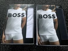 Image of Hugo Boss Crew Neck Cotton Fit TShirts 2 Pack in Black or White Originally £39