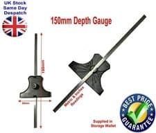 Image of Stainless Steel Depth Gauge 150mm Metric & Inches Rule Angle Marked Wallet UK