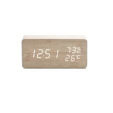 Image of Digital Alarm Clock Wooden LED Clock Time Temperature Calendar USB Alarm Desk