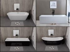 Image of Freestanding Double Ended Bath Luxury Acrylic Bathtub & Waste White 1600 -1700mm