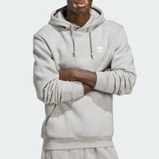 Image of adidas Originals Hoodie Mens - Trefoil Essentials Hoody - Grey - Large