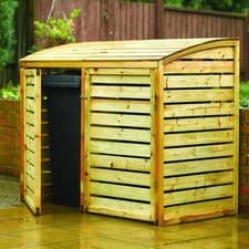 Image of Large Natural Timber Double Wheelie Bin Storage With Door And Lid 5 x 3ft