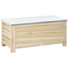 Image of Outsunny 155L Outdoor Storage Box, Wooden Outside Tool organiser Container