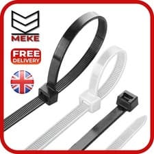 Image of White Black Cable Ties Zip Ties Nylon Wraps Small Thin Long Thick Heavy Duty Tie