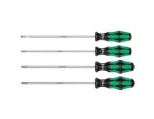 Image of Wera Kraftform 4 Piece 200mm Long Screwdriver Set Pz1, Pz2, Ph2, Slot 347736