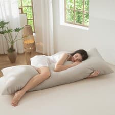 Image of Body Pillow Cover Pillowcase with Zipper 100% Washed Cotton Linen Like Textur...
