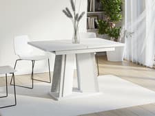 Image of Extendable Dining Table 120-160 cm DOHA Modern Design White Grey Concrete Effect