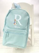 Image of Personalised Peter Rabbit Initial Backpack, Back To School Essentials