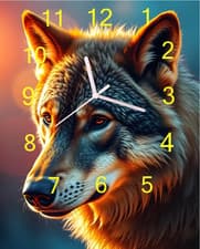 Image of wolf wall hanging clock ,wolf clock