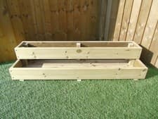 Image of Two Tiered Garden Level Step Wooden SMOOTH Decking Planter Trough - 2ft 3ft 4ft