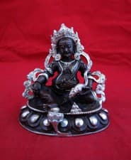Image of Tibetan Buddhism God of Wealth Jambala Zambala Silver Oxide Copper Statue Figure