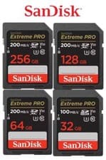 Image of SanDisk EXTREME PRO SD Camera Memory Card 256GB 128GB 64GB 32GB 4K 200MB/s UK