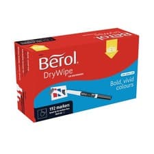Image of Berol Dry Wipe Whiteboard Pens Broad Tip Black Ink (Pack Of 192) - 1984897
