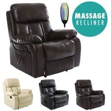 Image of CHESTER HEATED LEATHER MASSAGE RECLINER CHAIR SOFA LOUNGE GAMING HOME ARMCHAIR