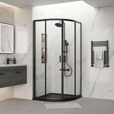 Image of Bathroom Matt Black Luxury Quadrant Shower Enclosure 900mm Corner Modern Stylish