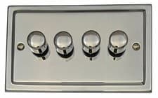 Image of G&H TC524 Trimline Polished Chrome 4 Gang 1 or 2 Way LED Dimmer Switch