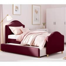Image of Trundle Bed Plush Velvet 3FT Single Bed Orthopedic Mattress Guest Daybed Sale!!!