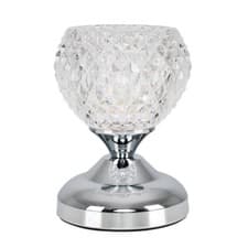 Image of Bedside Touch Table Lamp Chrome 17CM Tall Light Diamond Glass Shade LED Bulb