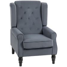 Image of HOMCOM Retro Accent Armchair Tufted Home Furniture Club Fabric Grey