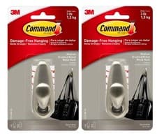 Image of Command Medium Metal Hook Brushed Nickel 3 lb Capacity Command 3M X 2  