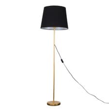 Image of Gold Metal Stem Floor Lamp Standard Free Standing Light XL Lampshades LED Bulb