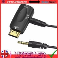 Image of HDMI to VGA Adapter Converter with 3.5mm Audio Jack Cable Male to Female Connect