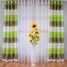 Image of Pair Striped Curtains Printed Ready Made Eyelet Ring Unlined
