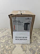 Image of Durable Metal Round Waste Bin Silver 15 Litre Capacity, Made of Steel (READ)