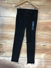 Image of Aeropostale Black High Waisted Ankle Jeggings with Distressed Hem