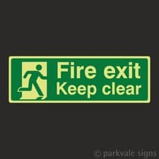 Image of Photoluminescent British Standard Fire Exit Signs (400mmx150mm)