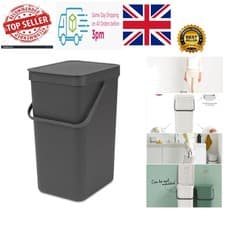 Image of Sort & Go Waste Bin 16L Grey, Space-Efficient Plastic Recycle Container with ...