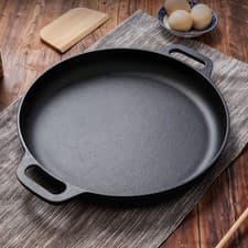 Image of Cast Iron Griddle Grill Plate Cooking BBQ Skillet Roasting Frying Pan Safe Oven