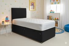 Image of Plush Single Divan Bed Set 3FT Drawer Option With Mattress for Children & Adults