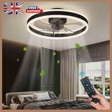 Image of LED Ceiling Fan Light Dimmable LivingRoom Chandelier Lamp, Remote Control