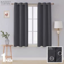 Image of Thermal Blackout Curtains Eyelet Ring Top Ready Made Pair Energy Save +Tie Backs