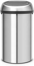 Image of Brabantia 60 Litre Large Kitchen Touch Bin (Matt Steel) Removable Lid, Soft-Touc