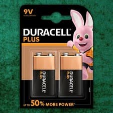 Image of 2 Pack Duracell PLUS POWER 9V 6LR61 LR22 MN1604 PP3 Batteries Block Smoke Alarm