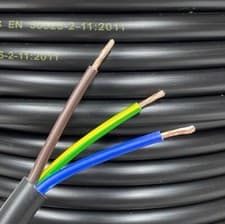 Image of 3 Core 1.5mm BLACK 16 Amp PVC Flexible Cable 1m 100m Round Flex Electrical Wire