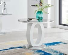 Image of **Seconds** Giovani Grey White High Gloss And Glass 100cm Round Dining Table