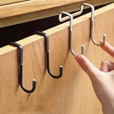 Image of 3PCS Stainless Steel Over Door Hook Reversible Clothes Rack Coat Drawer Hangers