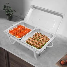 Image of 2 Pans Chafing Dish Set 4.23QT Stainless Steel Party Buffet Cater Food Warmer