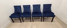 Image of 4 x Luxury Blue Velvet Scoop Back Dining Chairs -  SLIGHT SECONDS -D-107X4-F517