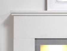 Image of WHITE MARBLE STONE GREY FIREPLACE BLACK ELECTRIC FIRE SURROUND DOWN LIGHTS COAL