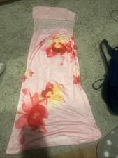Image of Pink Floral Dress Women's Patterned Flower Print, Size Medium