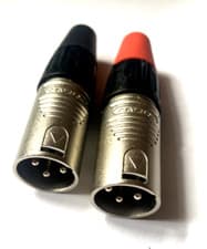 Image of 2x Neutrik REAN XLR Male Plugs Audio Connectors Red+Black