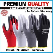 Image of 24 PAIRS PU COATED SAFETY WORK GLOVES GLOVE GARDEN GRIP MENS BUILDERS GARDENING