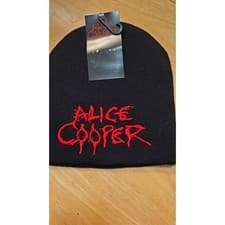 Image of Alice Cooper Beanie Hat Black Red Drip Logo NWT Official Global Merch Rock Off