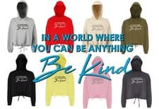 Image of In A World Where You Can Be Anything BE KIND Woman/Girls Cropped Oversize Hoodie