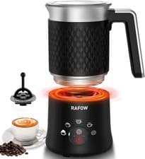 Image of Rafow 5-in-1 Electric Milk Frother 350ml Capacity – Hot & Cold Milk Steamer