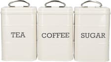 Image of Living Nostalgia Canisters for Tea Coffee and Sugar in Gift Box, Steel, Antique 